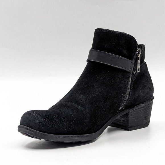 UGG Women Bellame Black Distressed Suede Zip Buckle Ankle Boots size 7 - Picture 8 of 12